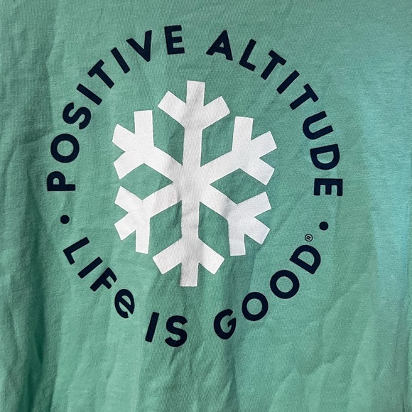 Life Is Good Teal Long Sleeve Shirt with Snowflake - Picture 2 of 5
